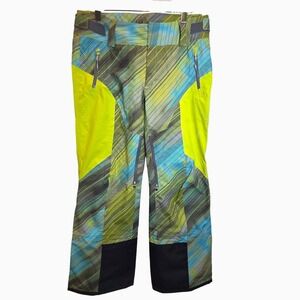 Spyder Turret Shell Ski Pants Womens Sz Large XL Green BlueGeometric Print $300